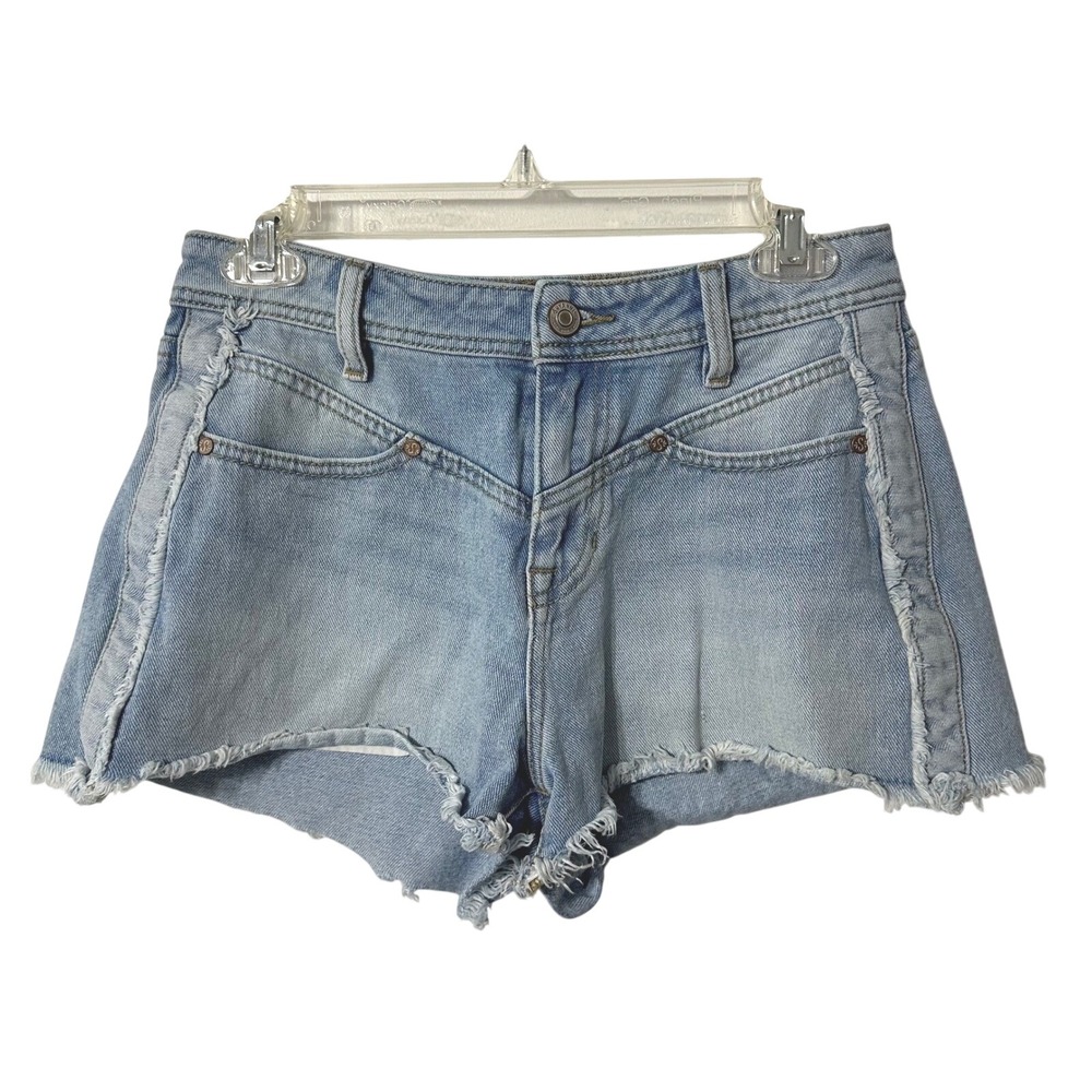Shyanne Denim Cut Off Shorts 100% cottonLight Wash Frayed Side Seam Western Boho